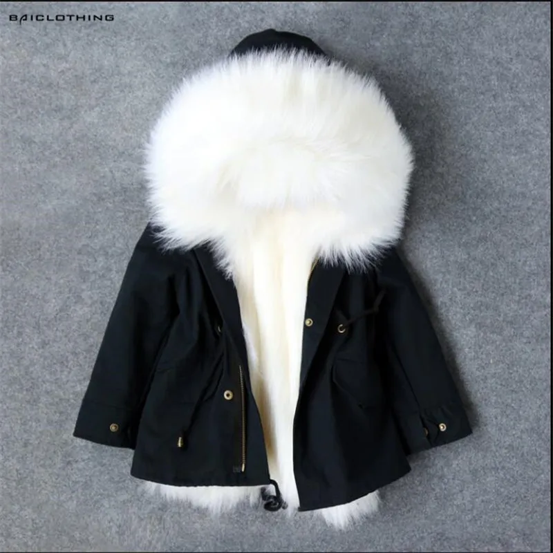 

2017 Girls Winter Coat Faux Fur Hodded Detachable Jackets Toddlers Children's Outerwear Baby Boys Thicken Warm Coat Parkas