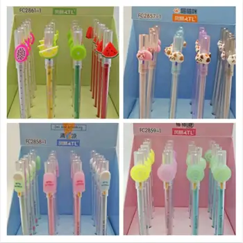 

new 5 design ice cream fruit cat gel pen cartoon stationery kawaii student pen office writing pen black neutral ink pen 20pc/lot