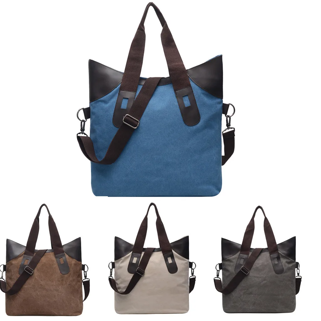 

Coneed Fashion Canvas Lady Simple Large-Capacity Soft Texture Solid Color Shoulder Bag Square Bags 2019 May7 P40