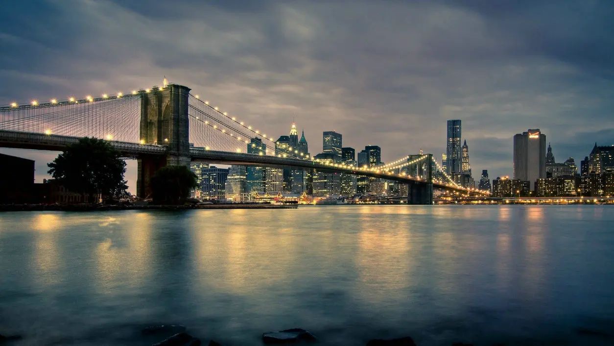 New York Brooklyn Bridge City Skyline River Night Light Backgrounds High Quality Computer Print Scenic Backdrop Background Aliexpress