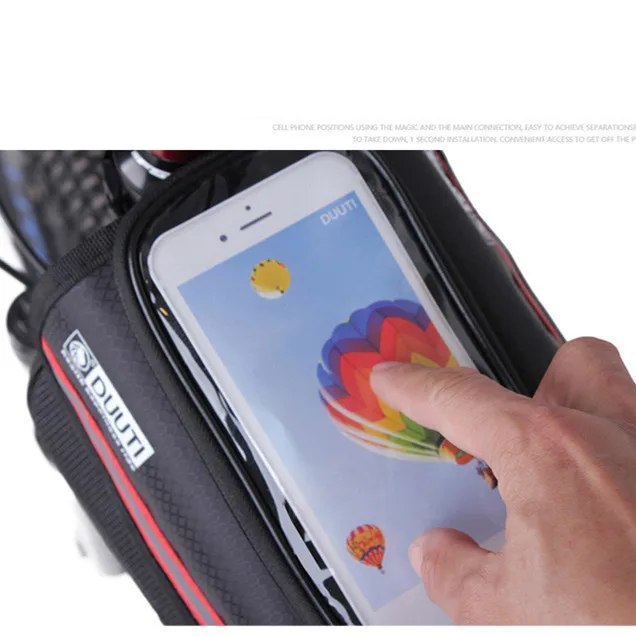 Flash Deal 5 Color Waterproof Touch Screen Bicycle Bags Cycling Fluorescence Band Frame Bike Front 5.0 inch Mobile Phone Tube Storage Bag 3