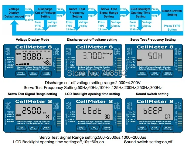 Deligreen AOK CellMeter 8 с фоновым светильник и разрядкой Многофункциональный цифровой силовой сервопривод Контролер тестер 2 S-8 S 8M