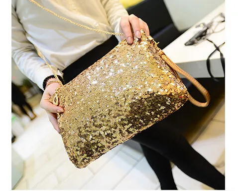 women Lady Sexy Zipper Handbag Tote Cool Lux Punk Sequin Bag Shoulder chain Bags 200g/pcs