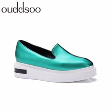 Женские высококачественные лоферы из искусственной кожи без застежки, лодочные Мокасины, зеленые, золотые, с квадратным носком, лодочные Мокасины, большие размеры 10, 42, 43