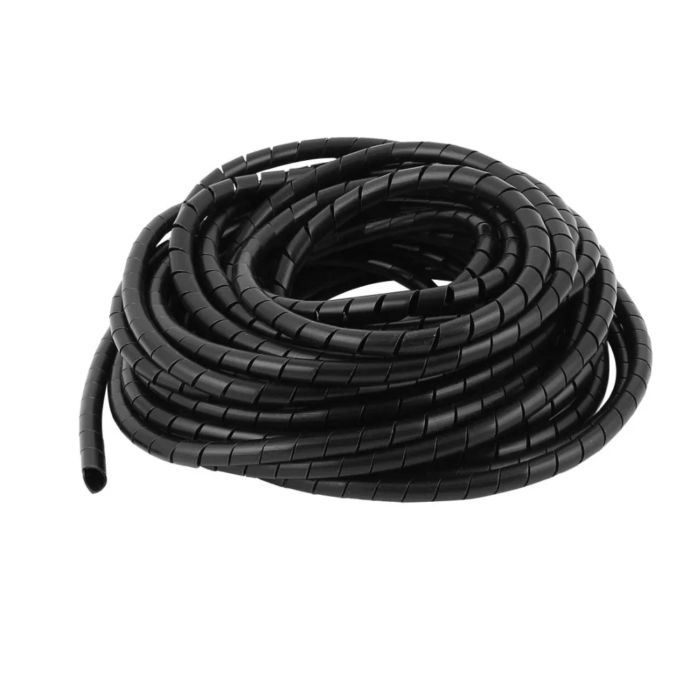 

UXCELL 12.5M Length 7mm Outer Diameter Polyethylene Cable Wire Computer PC Manage Cord Spiral Wrap Band Black