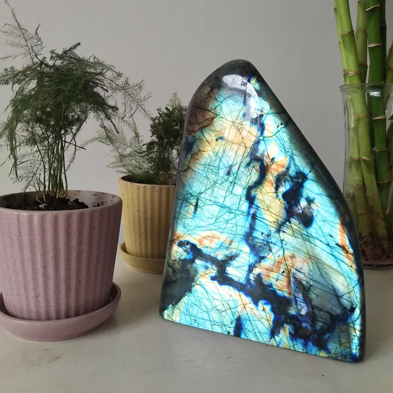 5A+ Natural labradorite crystal furnishing stone Good Luck and Abundance healing stones moonstone chakras