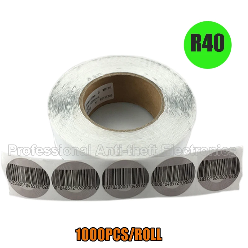 

1 roll 1000pcs 8.2mhz round EAS rf soft label rounded rf security soft tags diameter R40mm free shipping