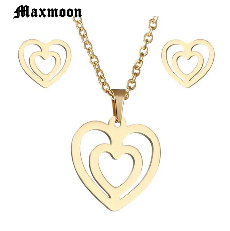 Набор ювелирных изделий Maxmoon 2018 из нержавеющей стали полый Шарм в виде сердца
