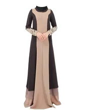 Аппликации Исламская шифоновое платье Турецкая женская одежда abayas для женщин черный Абая Саудовская платье мусульманин Дубай платье хиджаб B8021