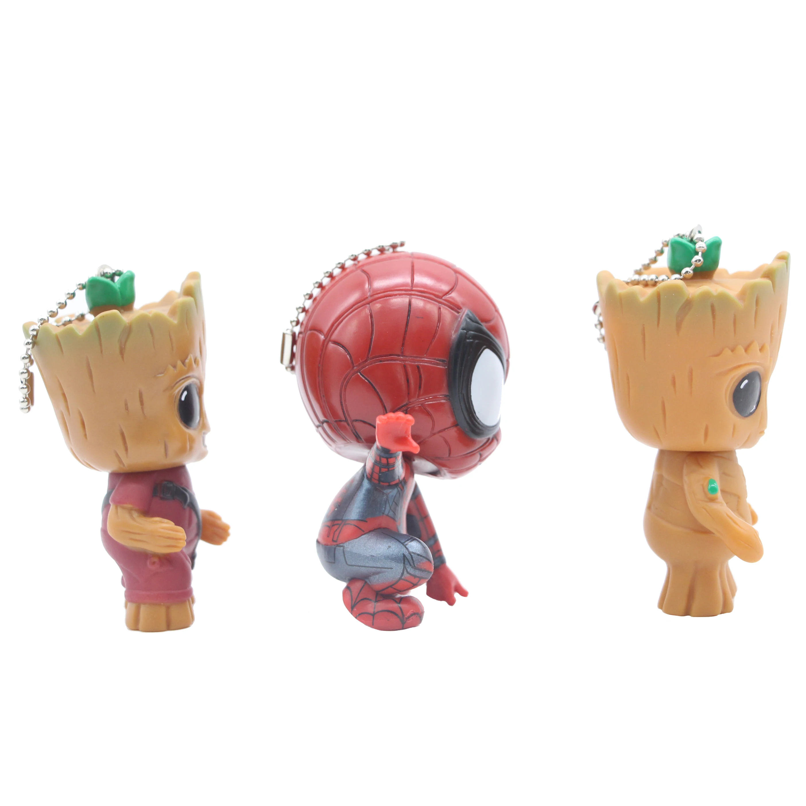 Marvel Guardians of the Galaxy Tree man & Spiderman брелок для ключей Коллекционная модель игрушек