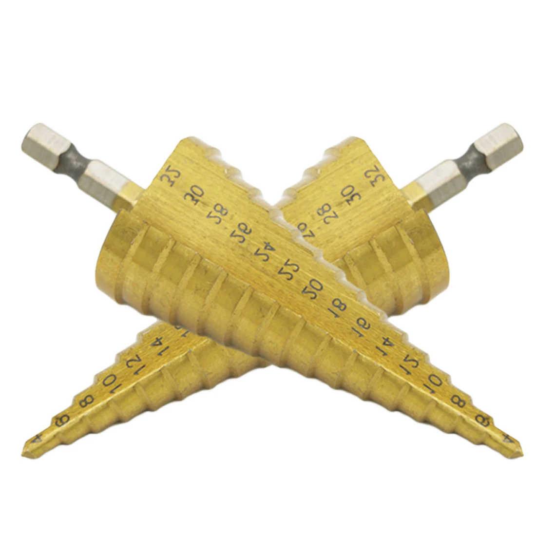 4 32mm HSS High Speed Steel Titanium Step Drill Hex Cone Wood Drill Bit