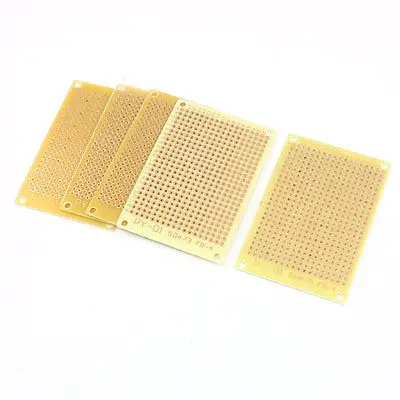 

5Pcs Yellow 2.54mm Pitch PCB Prototype Veroboard Stripboard 50mmx70mm