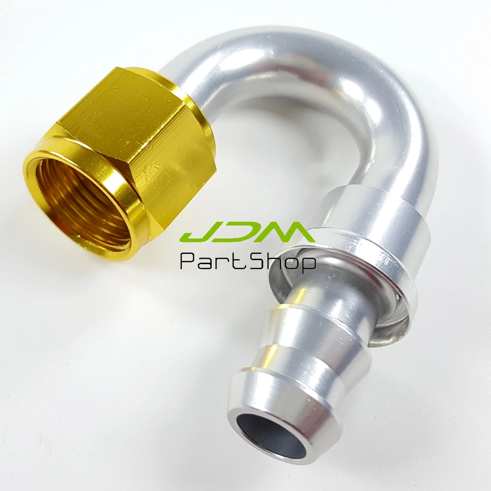 New Aluminum AN8 8AN Fitting 180 Degree Push On Oil Fuel Line Hose End