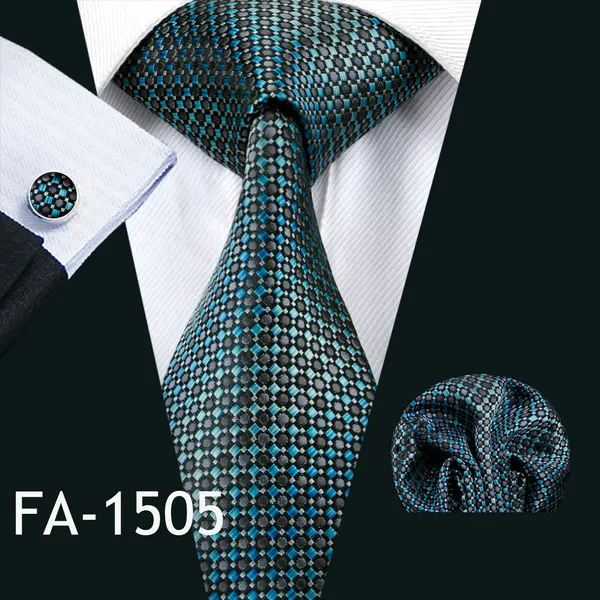 Новое поступление, мужской галстук для мужчин, 16 цветов, набор галстуков, модный, шелк, галстук на шею, Hanky, запонки, набор для свадьбы, вечеринки, бизнеса - Цвет: FA-1505