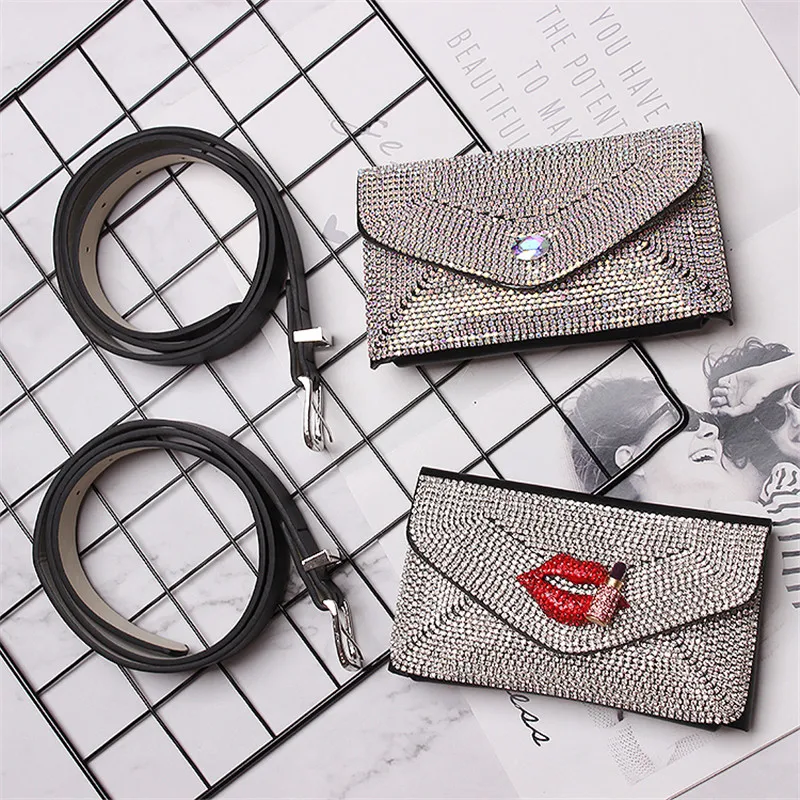 Mihaivina الفاخرة حزام حقائب النساء الماس الخصر حقيبة Blingbling حزمة مراوح الإناث الخصر حزم محفظة نسائية للعملات المعدنية الورك محفظة تربط حول الخصر...