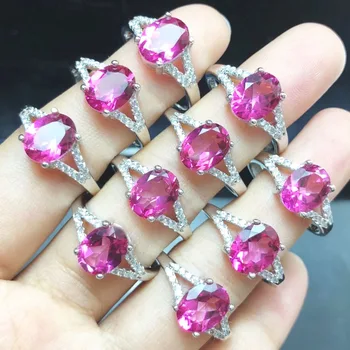 

Vintage Hollow 7X9MM Oval Stone Real Topaz Jewelry Size Free Woman Finger Rings Fashion 925 Sterling Silver Gemstone Ring Bands