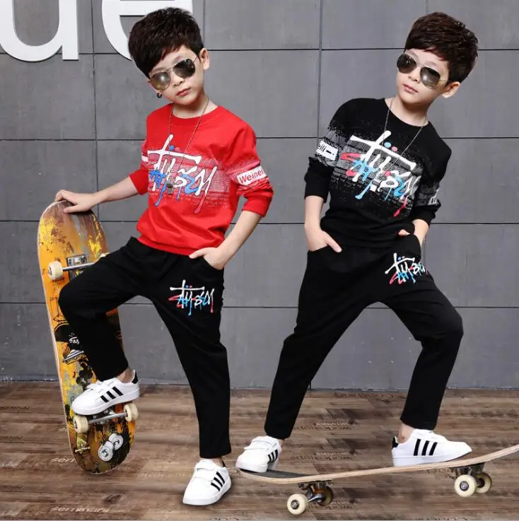 

3-14 Years Teen Boys Girls Autumn Spring Tracksuit Dancing Street Clothing Sets Kids Clothes Outfits Sweatshirt + Haren Pants