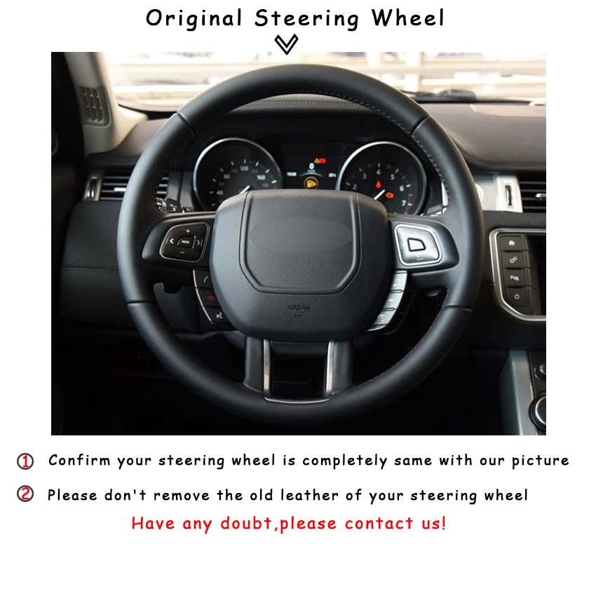 Чехол на руль автомобиля из черной кожи и красной для Land Rover Range Evoque 2012 2016|car steering