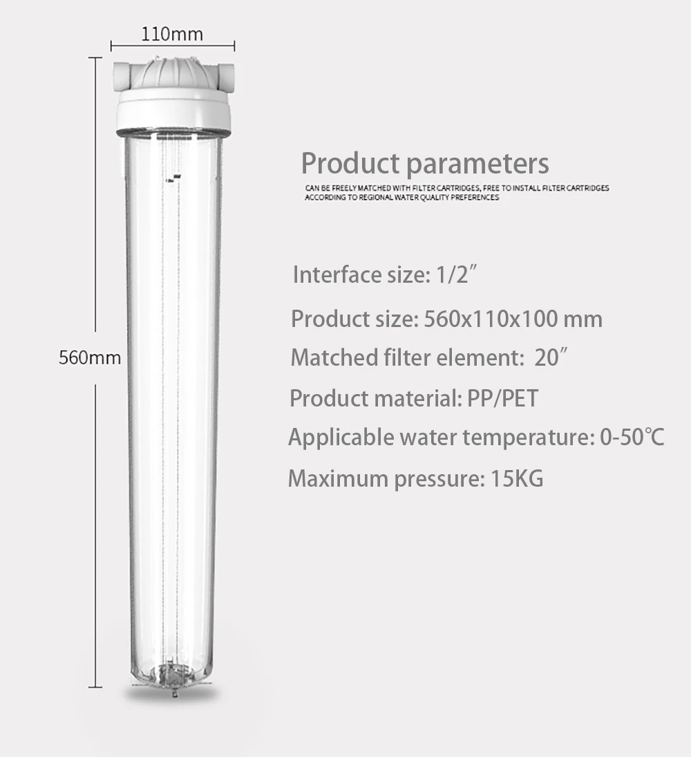 20 дюймов одноступенчатый фильтр PP cto udf предфильтр большой поток очиститель воды протектор 15 кг взрывозащищенный 1/" 3/4" интерфейс