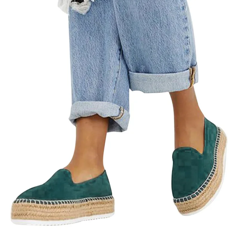 

MoneRffi 2019 Summer Women Faux Suede Espadrilles Shoes Casual Flat Loafers Female Platform Flats Ballet Comfortable Ladies Shoe