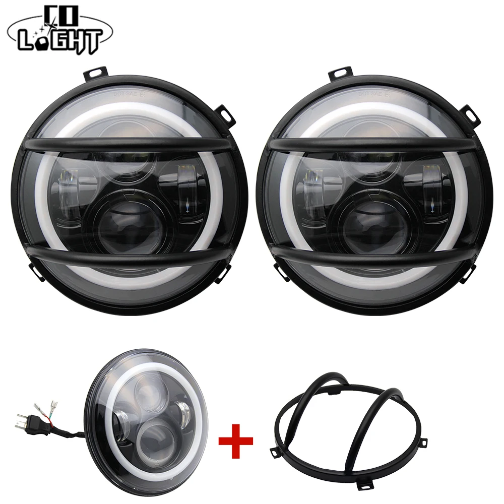 

CO LIGHT 7 Round Headlights 2Pcs 7'' H4 High Low 50W Led Chips with Protection Mask for Lada Niva Jeep Wrangler Jk Nissan 4Wd