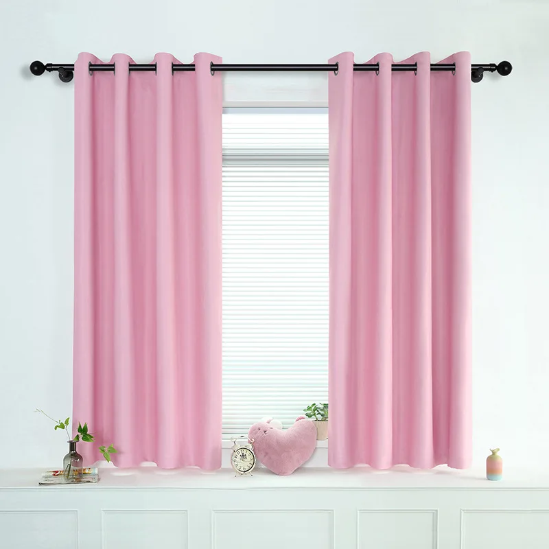 

Modern and simple curtains for kitchen balcony new Korean solid color short blackout curtains for bedroom / living room