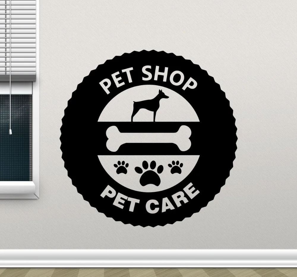 Gratis Verzending Pet Shop Logo Muurtattoo Pet Care Hond Muur
