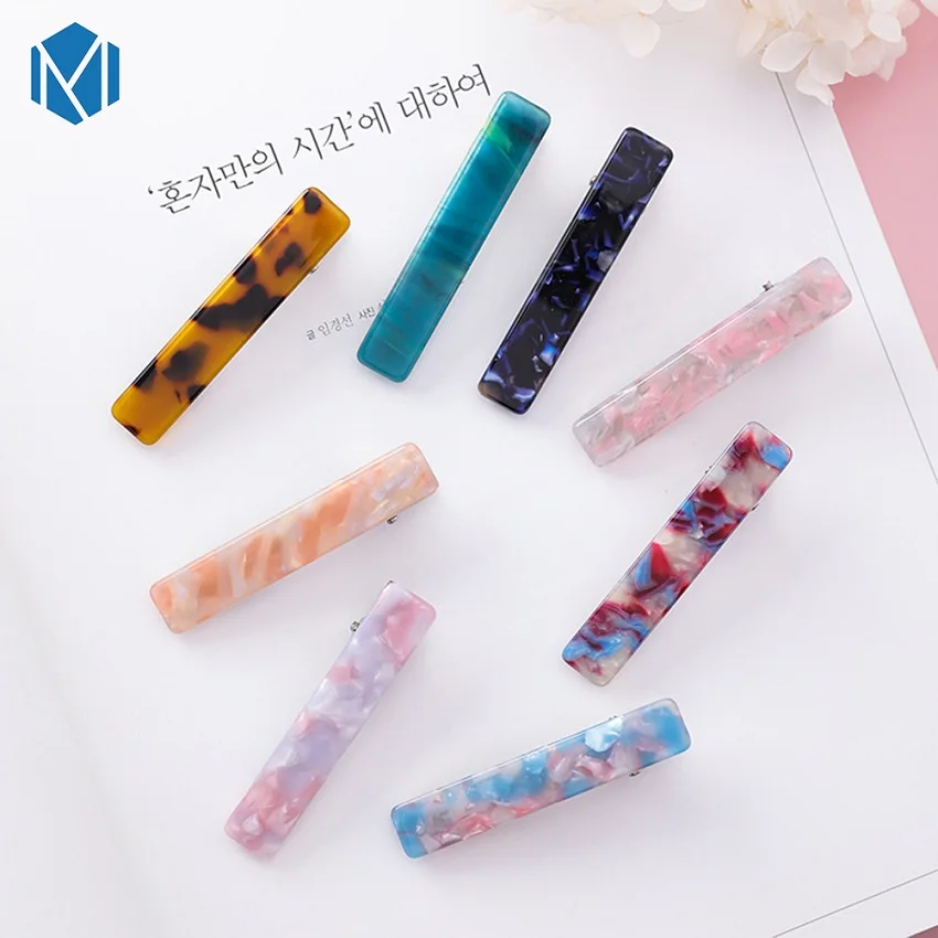 

M MISM New Fashion Acetate Acrylic Hair Clips For Women Girls Colorful Hairpins Long Sweet Daily Hair Accessories Barrettes