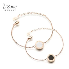UZone Модные Простые Ювелирные украшения расширение цепочка из розового золота цвет оболочки браслеты из нержавеющей стали для женщин подарок