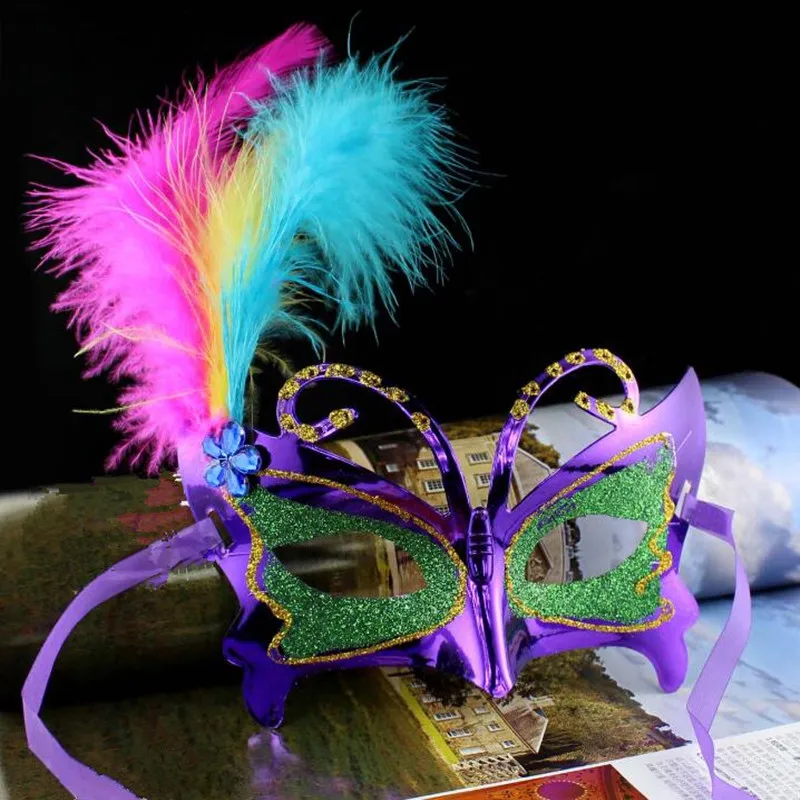 Красочные перо маска-бабочка детей взрослых принцессы танцевальное маскарадные маски на Хэллоуин вечерние Navidad