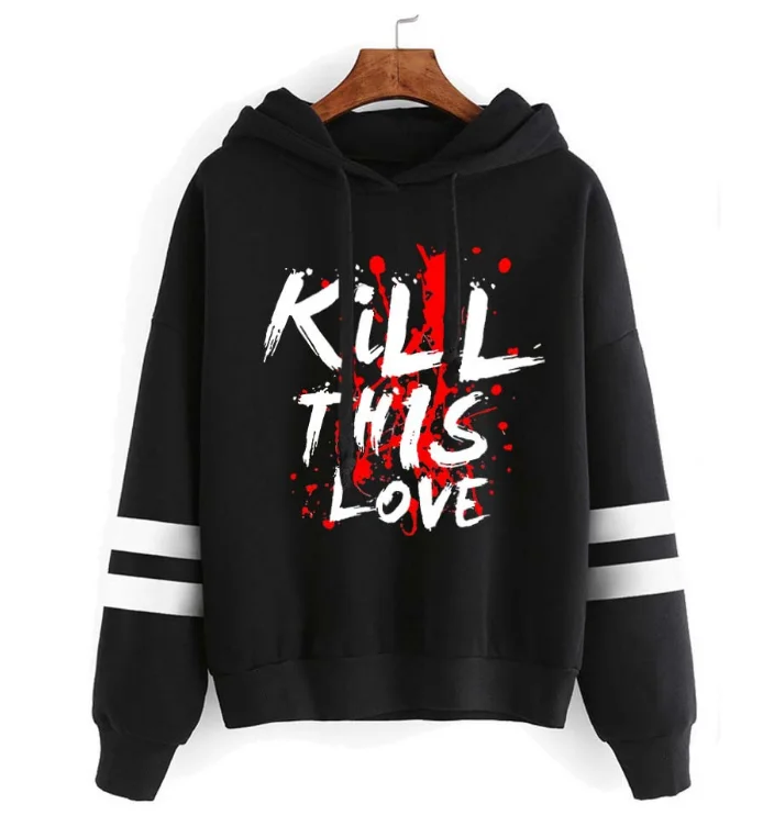 BLACKPINK Cool KILL THIS LOVE модная толстовка с капюшоном для женщин/мужчин корейский стиль Повседневный Harajuku спортивный стиль толстовки - Цвет: black