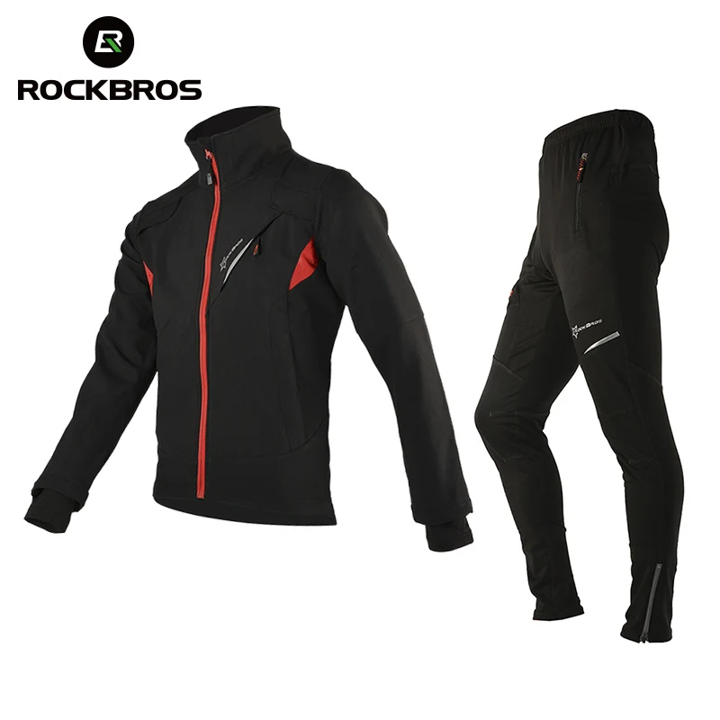 ROCKBROS Winter Fleece Cycling Sets Bicycle Thermal Jacket Men S Bike Trousers Ropa Ciclismo Winter Cycling