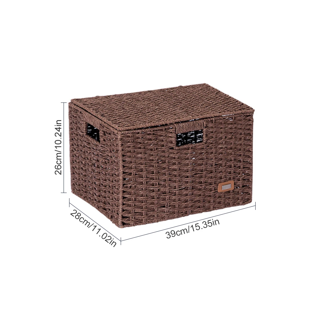 Соломенная плетеная корзина для хранения рабочего стола японская ткань сервис контейнер с крышкой игрушки закуски коробка для мелочей# CW