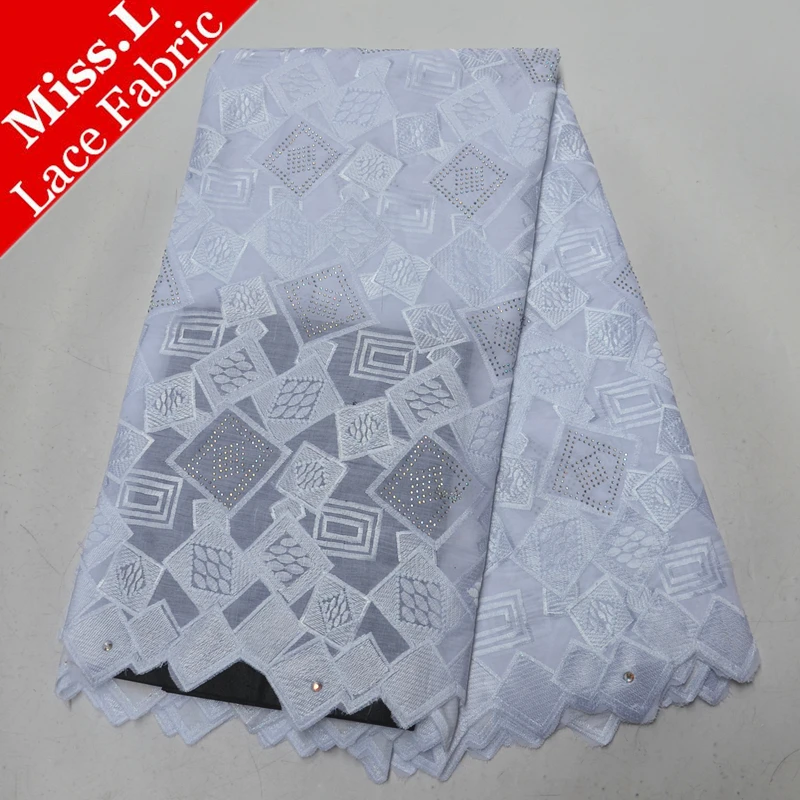 

Miss L White Embroidered Swiss Cotton Voile Laces In Switzerland African Lace Fabric with Stones African Cord Fabric for Dress