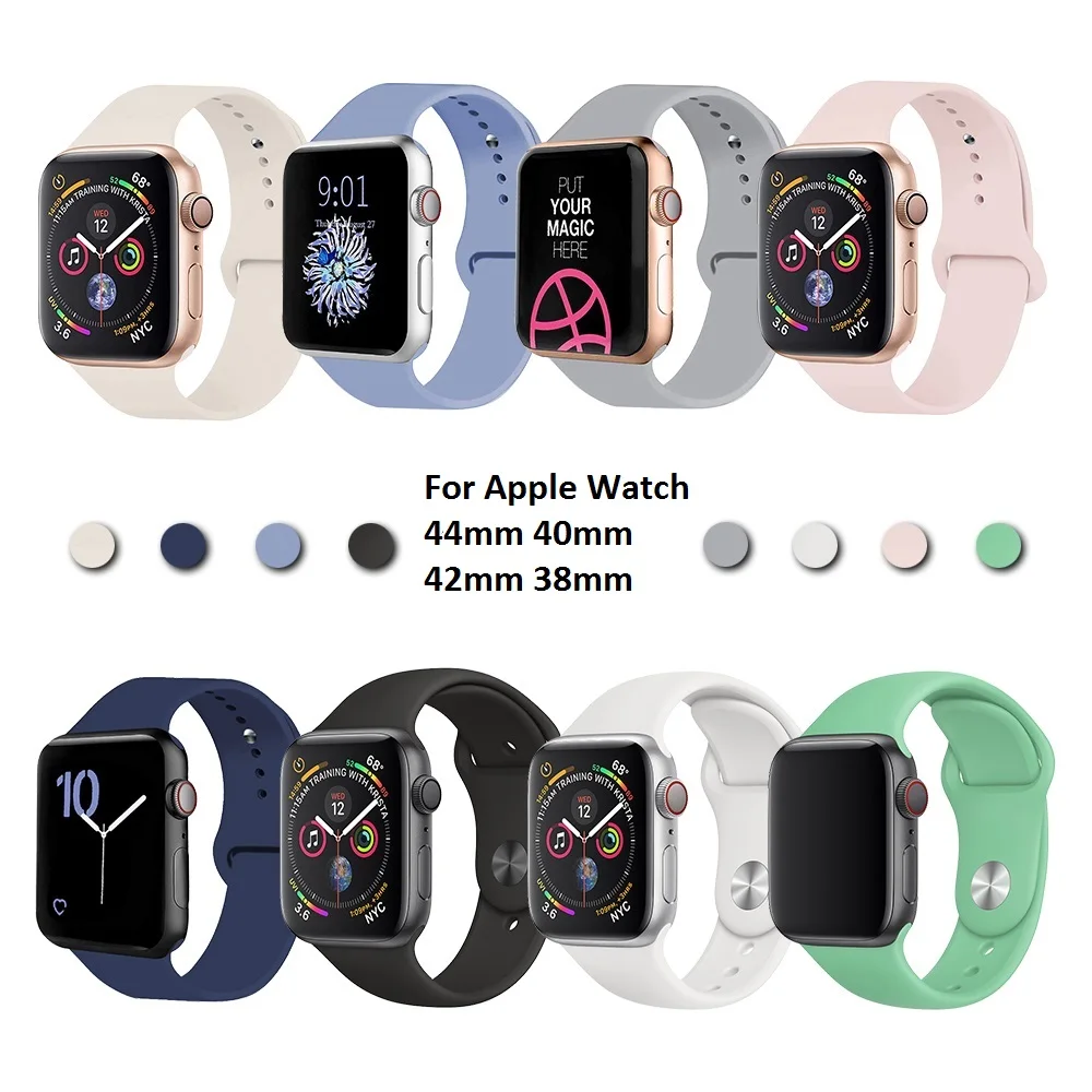 

Top Quality Silicone Sport Band for iwatch Series 5 4 3 2 1 Accessories Replacement Bracelet Strap for Apple Watch 42mm 38mm
