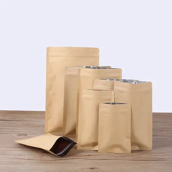 

100pcs Inner aluminum flat bottom ziplock bag nut coffee food candy bags