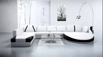 

White genuine leather sectional sofa A1122