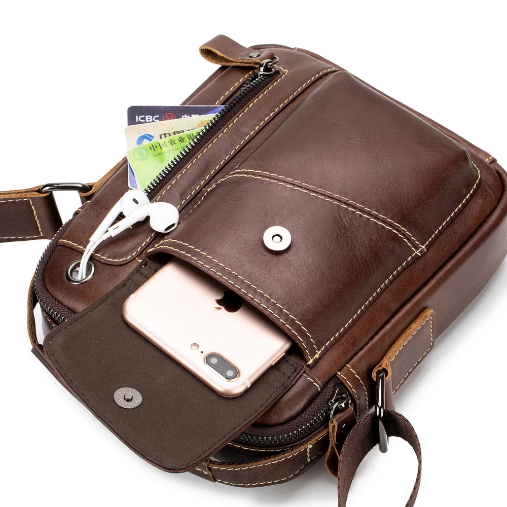  New Genuine Leather man Messenger Bags Vintage cow leather Small Shoulder bag for male men's Crossb - 33032610726