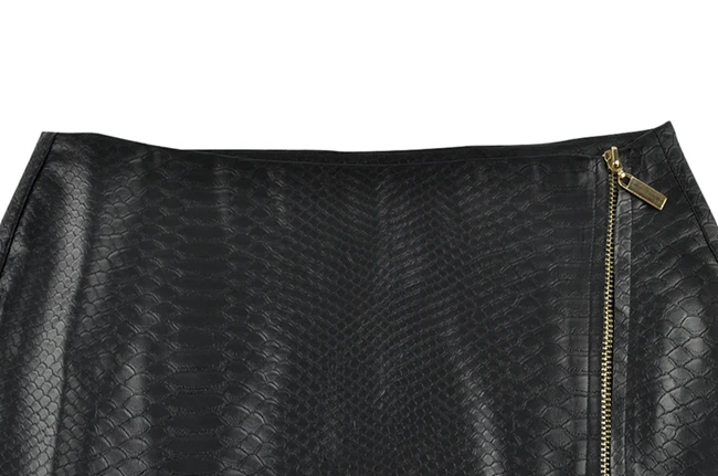 \Горячая новинки женская персонализированные носить модный дизайн уникальный нерегулярные PU кожа да кости молнии сексуальные короткие черные юбки карандаш