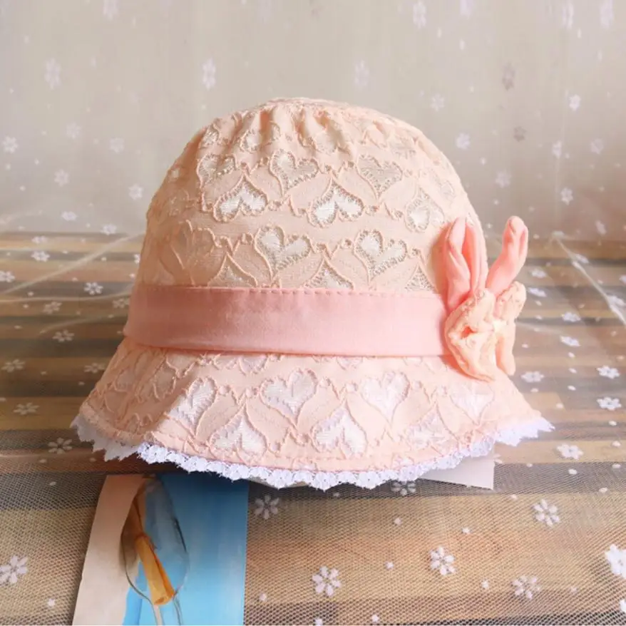 Красивая модная летняя шапка с рисунком для маленьких девочек; шапка с принтом сердца персикового цвета; реквизит для фотосессии; кружевная шапка для девочек; 0716