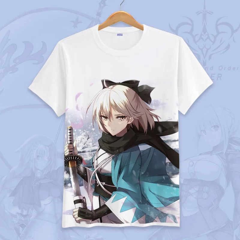 Anime Fate//Grand Order FGO Okita Souji Unisex Short Sleeve T-Shirt Casual TEE