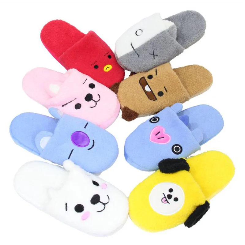 Новый Kpop BTS BT21 Bangtan мальчики стили Q плюшевые тапочки игрушка Pencilcase Симпатичные Кок chimmy теплые домашние домашняя обувь для вечеринок