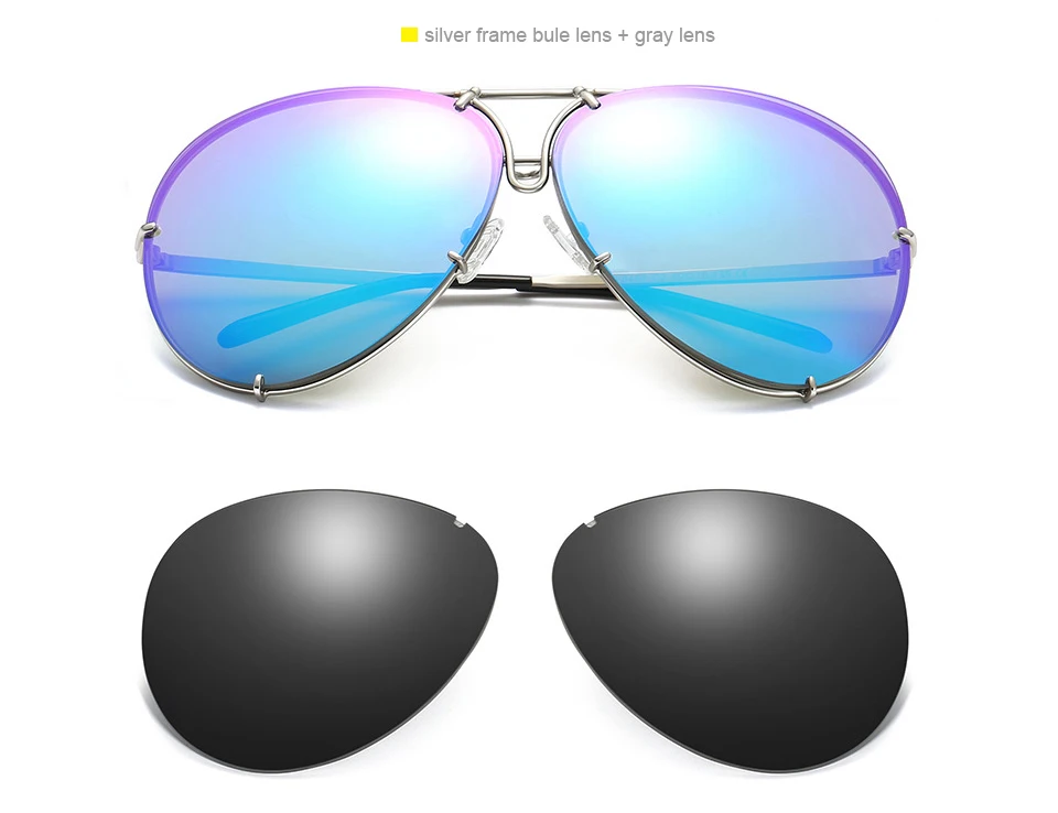 Лидер продаж, модные Сменные солнцезащитные очки wo, мужские тонированные трендовые солнцезащитные очки, мужские Сменные линзы, очки Gozluk tmall - Цвет линз: 02