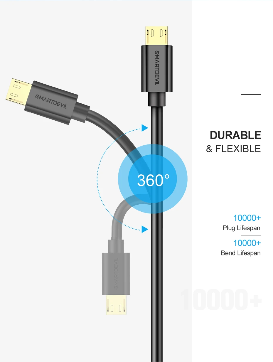 SmartDevil Micro USB кабель для быстрой зарядки и передачи данных usb кабель Универсальный Для samsung Xiaomi планшет Android, телефон Кабель-адаптер 3A