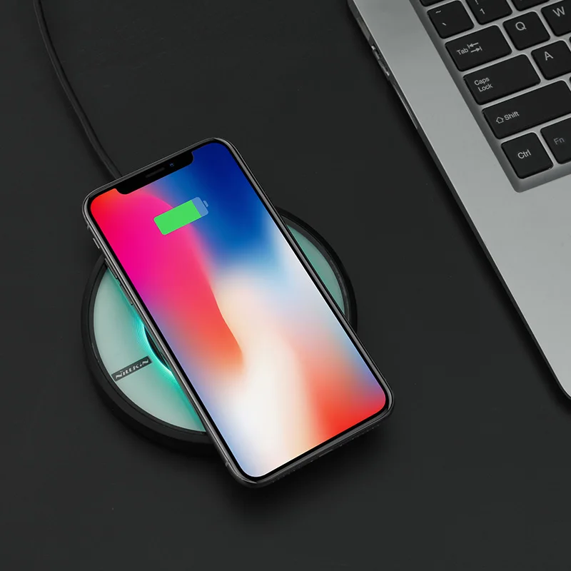 10 Вт быстро Беспроводное зарядное устройство станции NILLKIN для iPhone X/XS Max/8/8 Plus для samsung Примечание 8/S8+ Беспроводное зарядное устройство Портативный