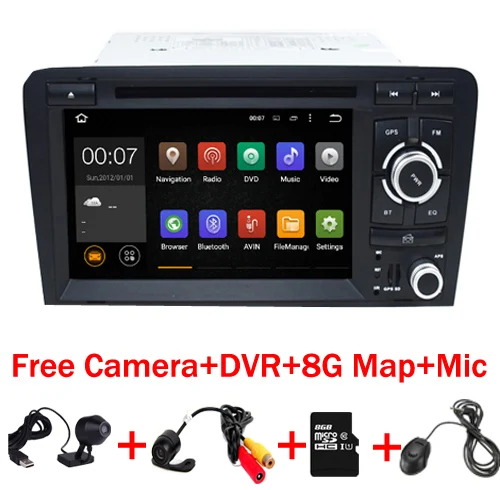Clearance Free Camera+Map Android 7.1 Car DVD GPS For Audi A3 2002-2011 With Wifi 3G GPS Navigation BT Radio Steering wheel control Canbus 0