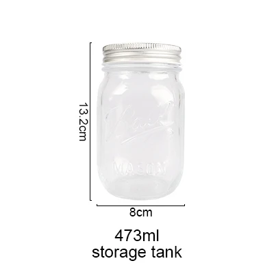 Банка Мейсона на 130-780 мл, стеклянная чашка, кружка с крышкой и трубочкой для напитков, баночки для летних холодных фруктовых напитков с мороженым, чашка для сока, подарки, баночка для мороженого - Цвет: 475ml
