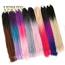 Вязанные косички VERVES 24 дюймов коробка оплетка 22 корня/упаковка Омбре синтетическое плетение волос Термостойкое волокно распределительный конец