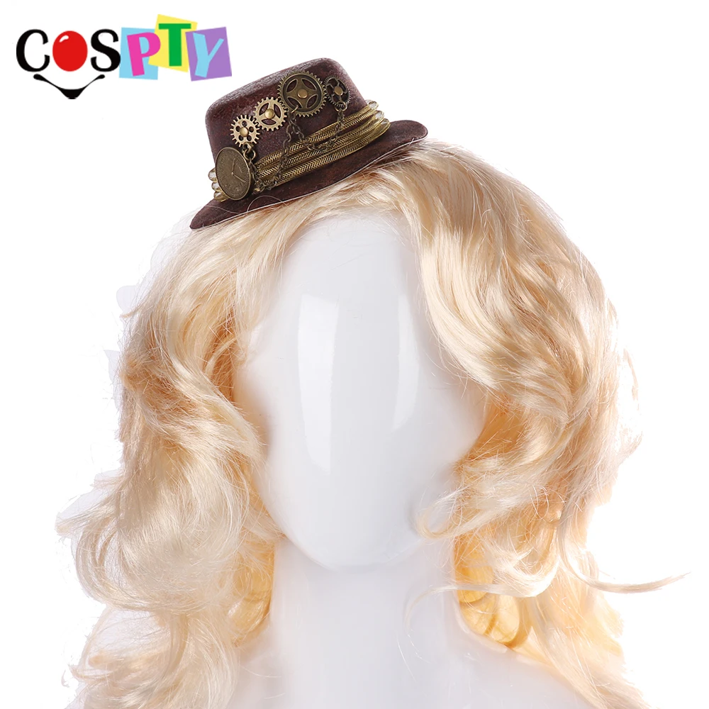 

Cospty Vintage Steampunk Accessories Girl Felt Cosplay Party Steam Punk Gear Hair Clip Decoration Mini Top Hat for Women