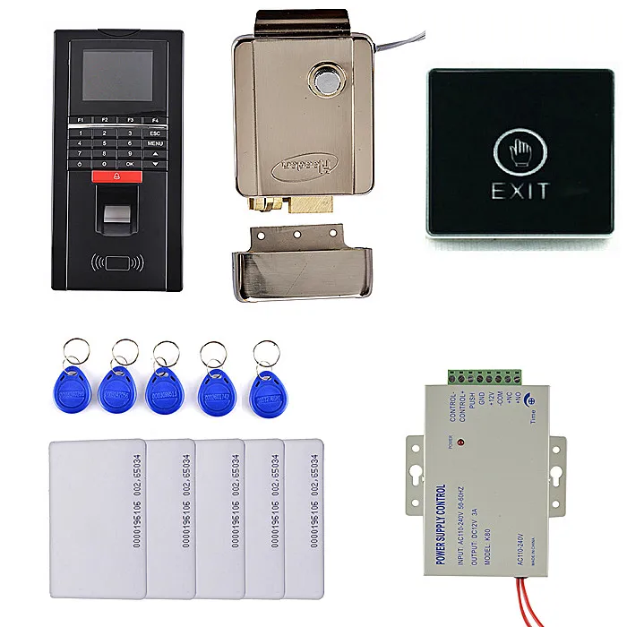 

Strong Door Lock + Fingerprint ID Card Reader Access Control System Kit + Touch Pad Door Switch